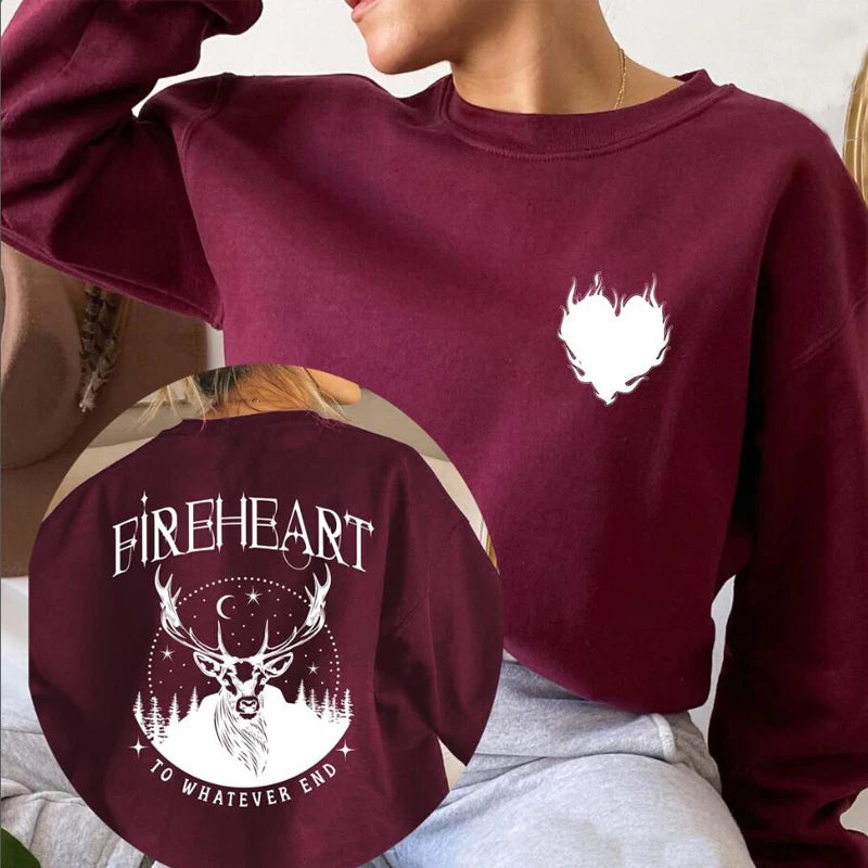 Fireheart Sweatshirt Women Throne of Glass Hoodie Pullover SJM Acotar Bookish Crewneck Sweatshirt Womens Clothing Streetwear