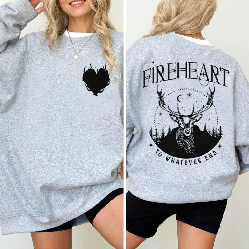 Fireheart Sweatshirt Women Throne of Glass Hoodie Pullover SJM Acotar Bookish Crewneck Sweatshirt Womens Clothing Streetwear